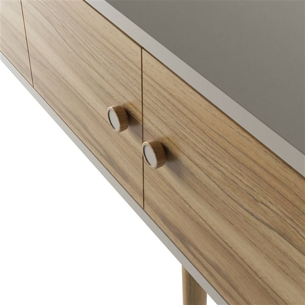 Manhattan Comfort Theodore Sideboard Buffet - 60-in - Off-White/Cinnamon Brown