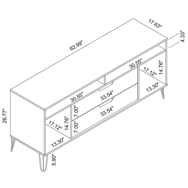 Manhattan Comfort Rockefeller TV Stand - 62.99-in x 26.77-in - Midnight Blue