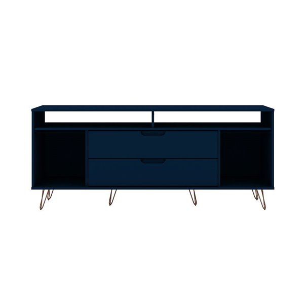 Manhattan Comfort Rockefeller TV Stand - 62.99-in x 26.77-in - Midnight Blue