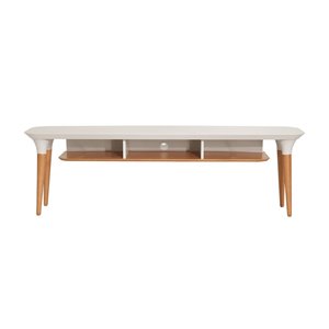 Manhattan Comfort HomeDock TV Stand - 62.99-in x 19.56-in - Off-White/Cinnamon Brown