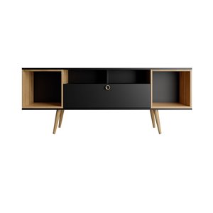 Manhattan Comfort Theodore TV Stand - 62.99-in x 24.65-in - Black/Cinnamon Brown