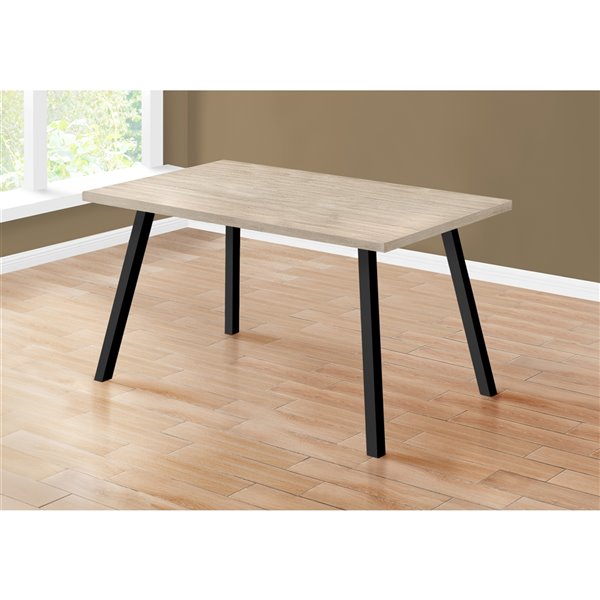 Monarch Dining Table - Dark Taupe / Black Metal - 36-in x 60-in