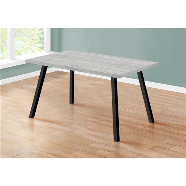 Table salle à manger Monarch, gris / métal noir, 36 po x 60 po