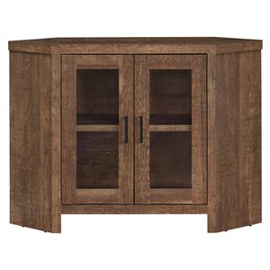 Meuble télé en coin Monarch avec 2 tablettes, faux bois brun, 42 po