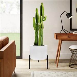 Blooms Planter - White and Black Steel stand - 12.6-in x 29-in x 33-in