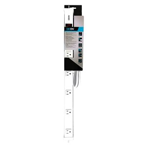 GO ON White Metal Power Bar - 6 outlet - 2-ft