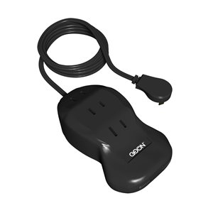 Lisière à 3 prises et 2 prises USB de bureau GO ON de 6 pi, noir