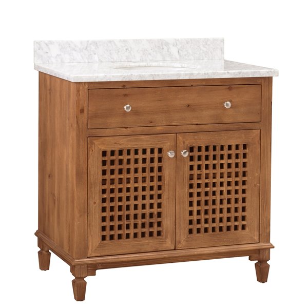 Sunjoy Brown Single Oval Sink Bathroom Vanity Set 2Door/1Drawer