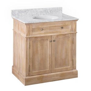 Ensemble meuble-lavabo de salle de bain Sunjoy à évier ovale simple, brun clair, 2 portes/1 tiroir, 36 po