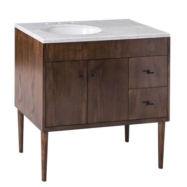 Sunjoy Dark Brown Single Oval Sink Bathroom Vanity Set 2Door/2