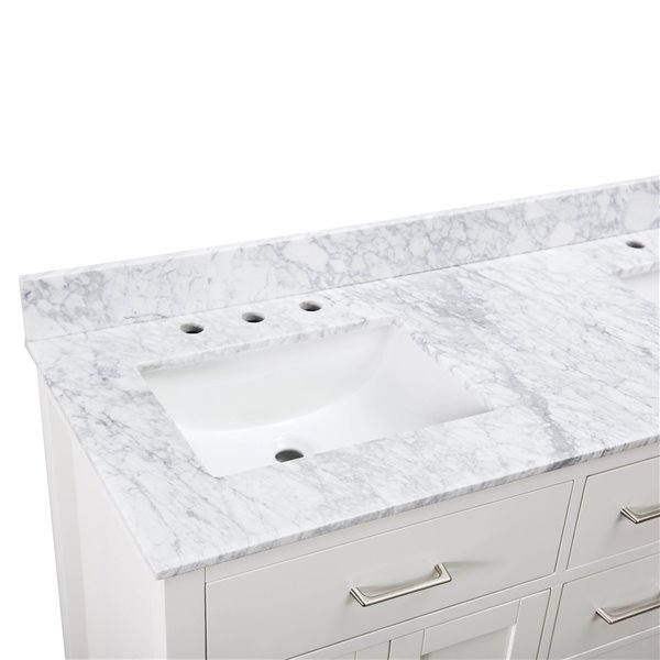 Sunjoy White Double Rectangular Sink Bathroom Vanity Set 4 Door 6 Drawer 60 In B301007701 Rona - Bathroom Vanity With Rectangle Sink