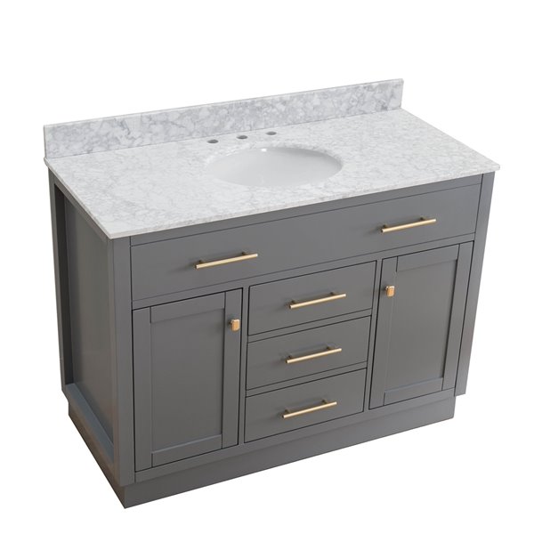 Sunjoy Gray Single Oval Sink Bathroom, 42 X 18 Vanity Top
