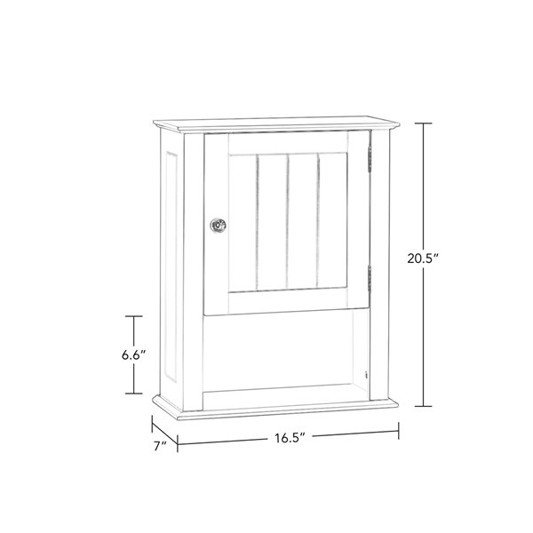 RiverRidge Home Ashland Bathroom Single-Door Wall Cabinet - 7.09-in x 16.54-in x 20.47-in - Grey