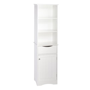 RiverRidge Home Ashland Tall Bathroom Cabinet - MDF - 13.39-in x 16.54-in x 60.04-in - White