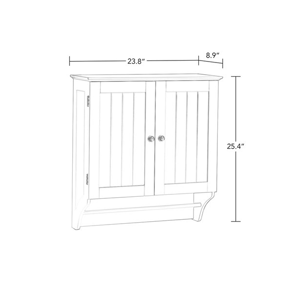 RiverRidge Home Ashland Two-Door Bathroom Wall Cabinet - 8.86-in x 23.82-in x 25.44-in - White