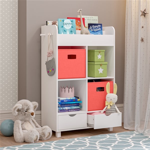 RiverRidge Home Book Nook Kids Cubby Storage Cabinet with Bookrack - 11.81-in x 23.5-in x 39.75-in - White