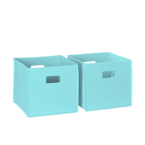 RiverRidge Home Folding Storage Bins - Fabric - 10.5-in x 10-in x 10.5-in - Aqua - 2-Pack
