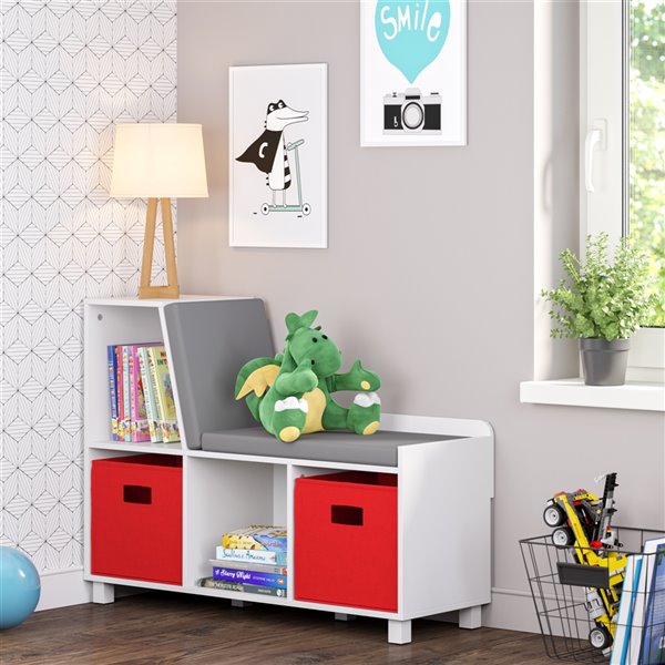 RiverRidge Home Book Nook Collection Kids Storage Bench with Cubbies - 12.38-in x 35-in x 26.5-in - White