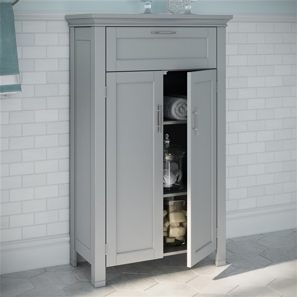 RiverRidge Home Somerset Two Door Bathroom Floor Cabinet - MDF - 11.81-in x 23.6-in x 40.25-in - Grey