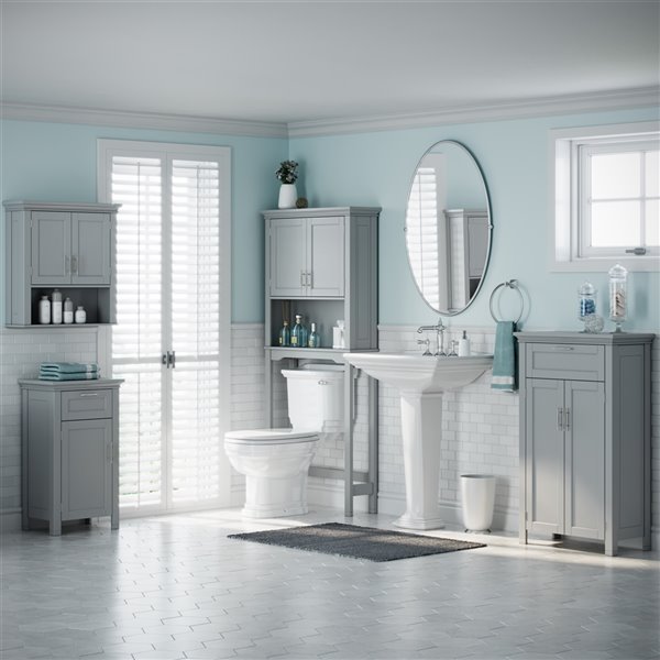 RiverRidge Home Somerset Two Door Bathroom Floor Cabinet - MDF - 11.81-in x 23.6-in x 40.25-in - Grey