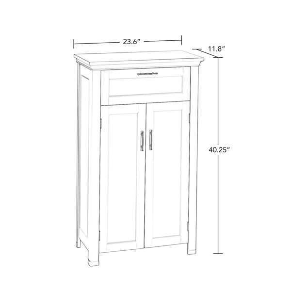 RiverRidge Home Somerset Two Door Bathroom Floor Cabinet - MDF - 11.81-in x 23.6-in x 40.25-in - Grey