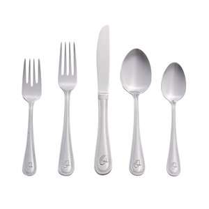 RiverRidge Home Beaded Pattern 46-Piece Monogrammed Flatware Set - Letter Q - Stainless Steel