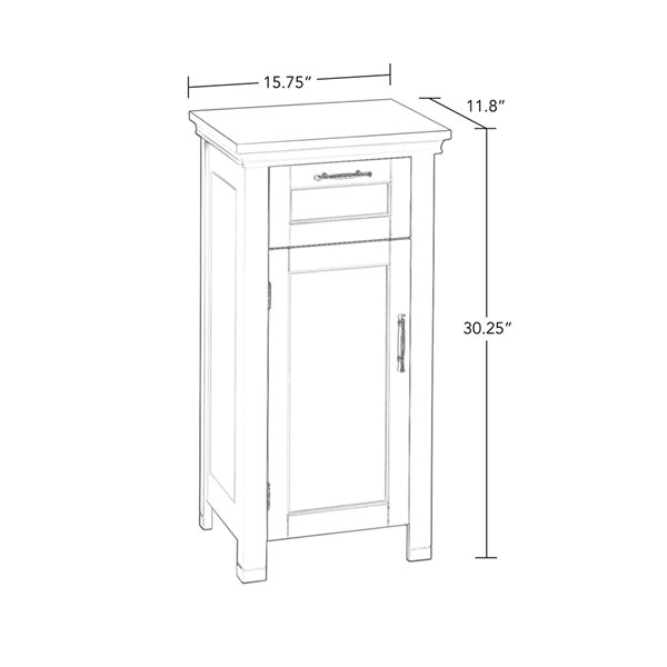 RiverRidge Home Somerset Single Door Bathroom Floor Cabinet - MDF - 11.81-in x 15.75-in x 30.25-in - Grey