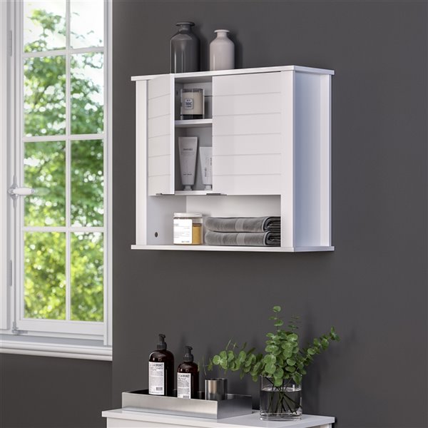 RiverRidge Home Madison Two-Door Wall Cabinet - 7.88-in x 22.88-in x 19.88-in - White