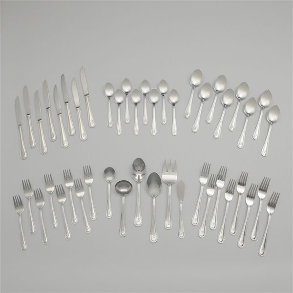 RiverRidge Home Beaded Pattern 46-Piece Monogrammed Flatware Set - Letter D -  Stainless Steel