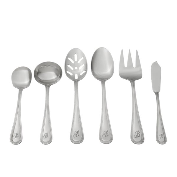 RiverRidge Home Beaded Pattern 46-Piece Monogrammed Flatware Set - Letter D -  Stainless Steel