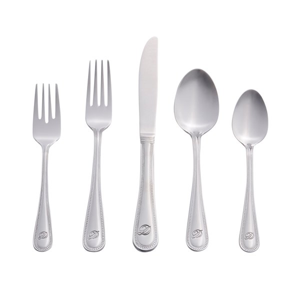 RiverRidge Home Beaded Pattern 46-Piece Monogrammed Flatware Set - Letter D -  Stainless Steel