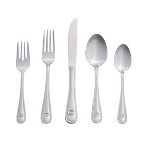 RiverRidge Home Beaded Pattern 46-Piece Monogrammed Flatware Set - Letter D - Stainless Steel