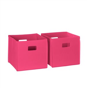 RiverRidge Home Folding Storage Bins - Fabric - 10.5-in x 10-in x 10.5-in - Hot Pink - 2-Pack