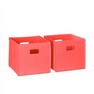 RiverRidge Home Folding Storage Bins - Fabric - 10.5-in x 10-in x 10.5-in - Coral - 2-Pack