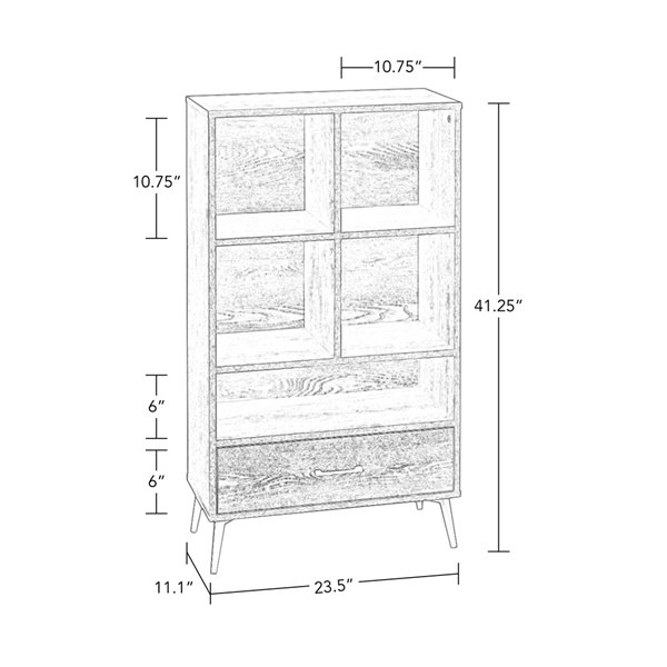 RiverRidge Home Woodbury Storage Cabinet with Cubbies/Drawer - 41.25-in - Dark Weathered Wood Grain/Black Bins