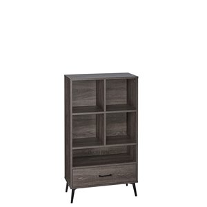 RiverRidge Home Woodbury Storage Cabinet with Cubbies and Drawer - 23.5-in x 41.25-in - Dark Weathered Wood Grain