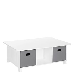 RiverRidge Home Kids 6-Cubby Storage Activity Table - 28-in x 40.13-in x 14.38-in - White/2 Grey Bins