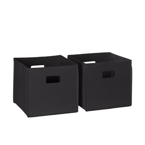 RiverRidge Home Folding Storage Bins - Fabric - 10.5-in x 10-in x 10.5-in - Black - 2-Pack