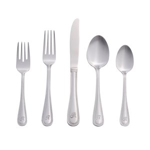 RiverRidge Home Beaded Pattern 46-Piece Monogrammed Flatware Set - Letter R - Stainless Steel