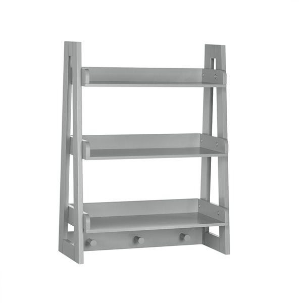 Amery 2-Tier Ladder Wall Shelf with Hooks - White