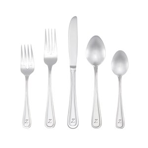 RiverRidge Home Marina Pattern 46-Piece Monogrammed Flatware Set - Letter Z - Stainless Steel