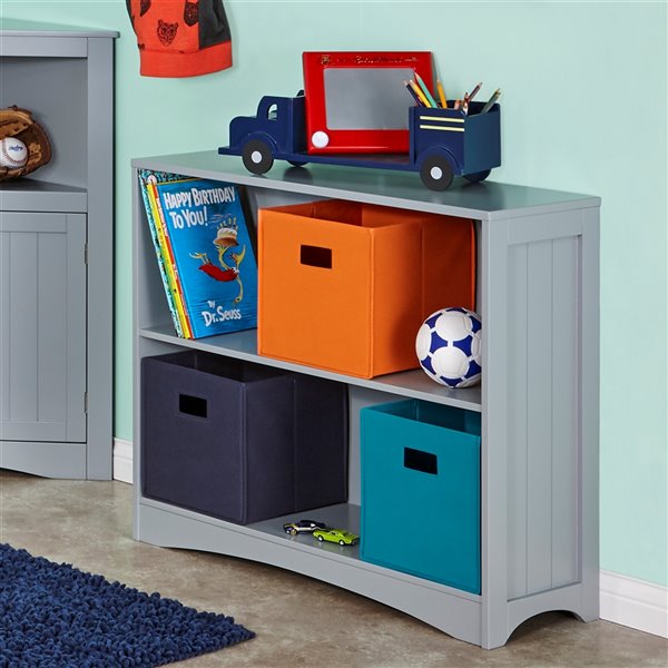RiverRidge Home Kids 2-Shelf Horizontal Bookcase - 11-in x 33.5-in x 27.75-in - Grey