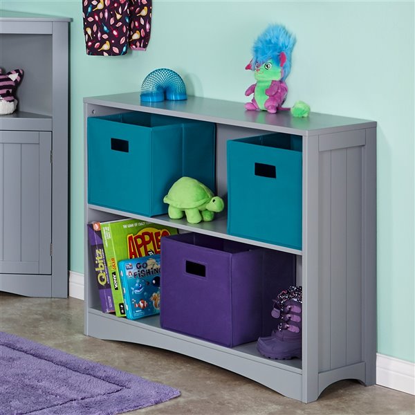 RiverRidge Home Kids 2-Shelf Horizontal Bookcase - 11-in x 33.5-in x 27.75-in - Grey