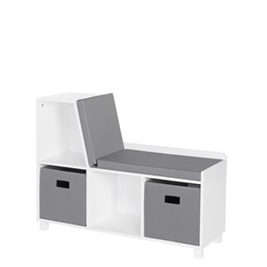 RiverRidge Home Book Nook Kids Storage Bench with Cubbies - 12.38-in x 35-in x 26.5-in - White/Grey Bins