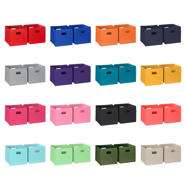 RiverRidge Home Folding Storage Bins - Fabric - 10.5-in x 10-in x 10.5-in - Navy - 2-Pack