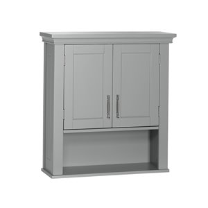 RiverRidge Home Somerset Two-Door Bathroom Wall Cabinet - 7.88-in x 22.81-in x 24.5-in - Grey