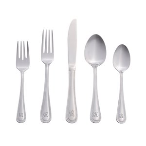 RiverRidge Home Beaded Pattern 46-Piece Monogrammed Flatware Set - Letter K - Stainless Steel
