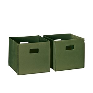 RiverRidge Home Folding Storage Bins - Fabric - 10.5-in x 10-in x 10.5-in - Olive - 2-Pack