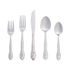 RiverRidge Home Rose Pattern 46-Piece Monogrammed Flatware Set - Letter B - Stainless Steel