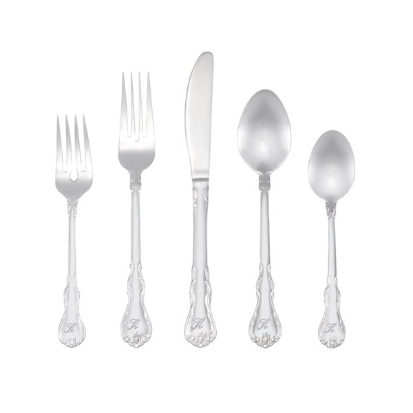 RiverRidge Home Bouquet Pattern 46-Piece Monogrammed Flatware Set - Letter K -  Stainless Steel